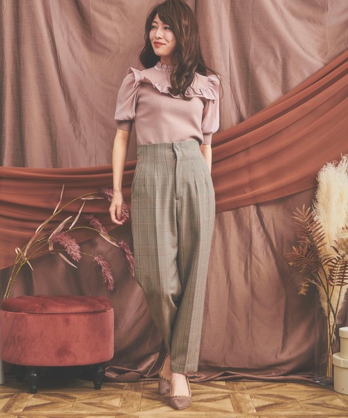 NOELA（ノエラ）の「シアー素材ドッキングニット（ニット/セーター・レディース・オフホワイト/ピンク/ブラック・FREE）」の6枚目の写真