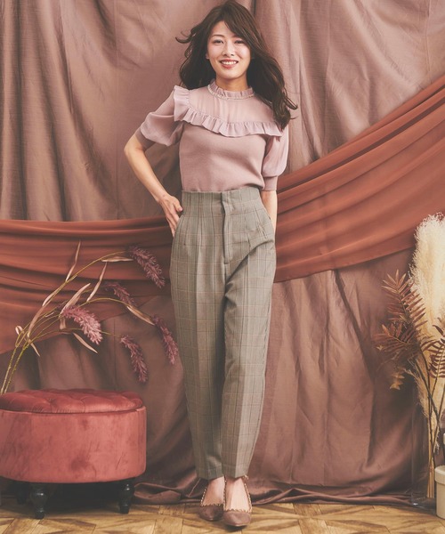 NOELA（ノエラ）の「シアー素材ドッキングニット（ニット/セーター・レディース・オフホワイト/ピンク/ブラック・FREE）」の7枚目の写真