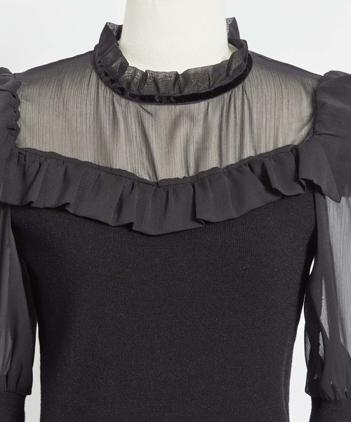 NOELA（ノエラ）の「シアー素材ドッキングニット（ニット/セーター・レディース・オフホワイト/ピンク/ブラック・FREE）」の16枚目の写真