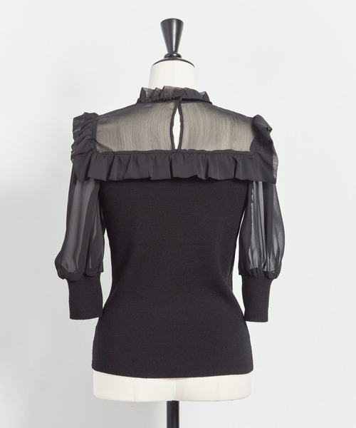 NOELA（ノエラ）の「シアー素材ドッキングニット（ニット/セーター・レディース・オフホワイト/ピンク/ブラック・FREE）」の18枚目の写真