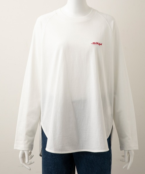 MILKFED.（ミルクフェド）の「EMBROIDERED ROSE L/S TOP（Tシャツ/カットソー・レディース・ホワイト/ブラック・ONE SIZE）」の4枚目の写真