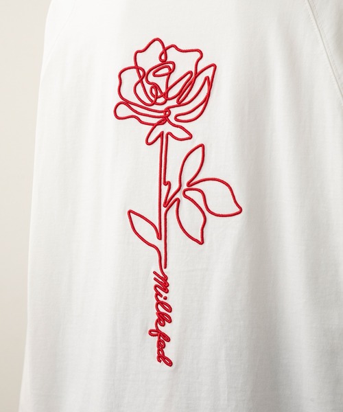 MILKFED.（ミルクフェド）の「EMBROIDERED ROSE L/S TOP（Tシャツ/カットソー・レディース・ホワイト/ブラック・ONE SIZE）」の10枚目の写真