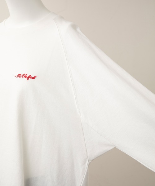 MILKFED.（ミルクフェド）の「EMBROIDERED ROSE L/S TOP（Tシャツ/カットソー・レディース・ホワイト/ブラック・ONE SIZE）」の8枚目の写真