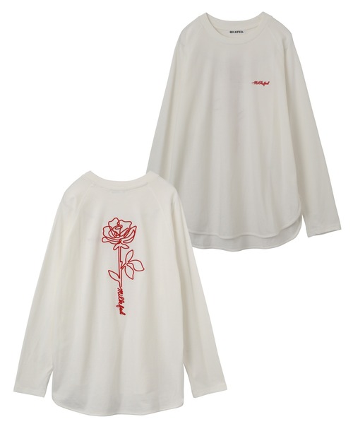 MILKFED.（ミルクフェド）の「EMBROIDERED ROSE L/S TOP（Tシャツ/カットソー・レディース・ホワイト/ブラック・ONE SIZE）」の12枚目の写真