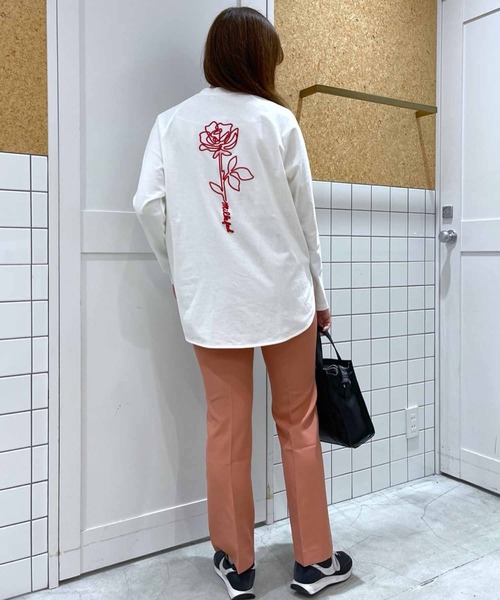 MILKFED.（ミルクフェド）の「EMBROIDERED ROSE L/S TOP（Tシャツ/カットソー・レディース・ホワイト/ブラック・ONE SIZE）」の16枚目の写真