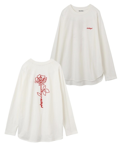 MILKFED.（ミルクフェド）の「EMBROIDERED ROSE L/S TOP（Tシャツ/カットソー・レディース・ホワイト/ブラック・ONE SIZE）」の14枚目の写真