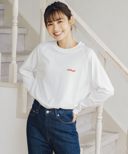 MILKFED.（ミルクフェド）の「EMBROIDERED ROSE L/S TOP（Tシャツ/カットソー・レディース・ホワイト/ブラック・ONE SIZE）」の21枚目の写真