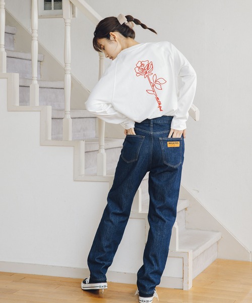 MILKFED.（ミルクフェド）の「EMBROIDERED ROSE L/S TOP（Tシャツ/カットソー・レディース・ホワイト/ブラック・ONE SIZE）」の19枚目の写真