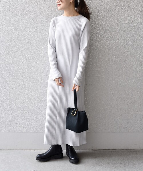 極美品❣️SHIPS❣️シップス❣️手洗い可オーガニックコットンシルクワンピース セール】 〈手洗い可能〉オーガニックコットンシルクニット