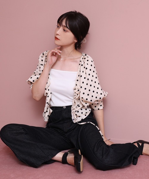 one after another NICE CLAUP(ワンアフターアナザーナイスクラップ)の「フロントギャザーブラウス(シャツ/ブラウス・レディース・ブラック/アイボリー/ミント/ドット・FREE)」の22枚目の写真
