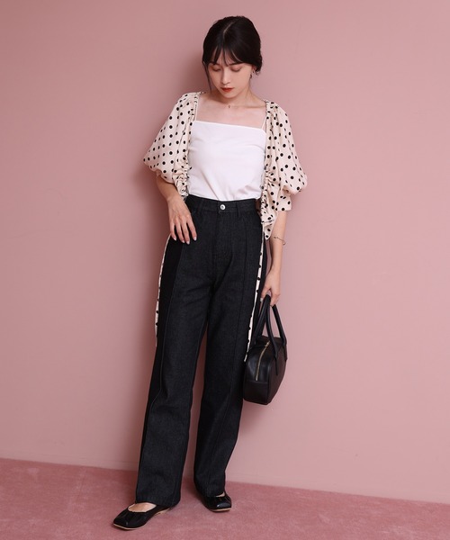 one after another NICE CLAUP(ワンアフターアナザーナイスクラップ)の「フロントギャザーブラウス(シャツ/ブラウス・レディース・ブラック/アイボリー/ミント/ドット・FREE)」の9枚目の写真