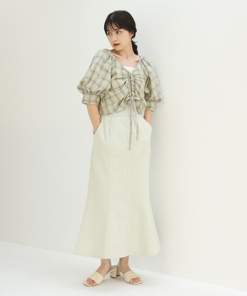 one after another NICE CLAUP(ワンアフターアナザーナイスクラップ)の「フロントギャザーブラウス(シャツ/ブラウス・レディース・ブラック/アイボリー/ミント/ドット・FREE)」の13枚目の写真