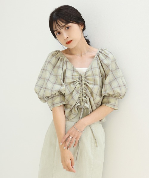 one after another NICE CLAUP(ワンアフターアナザーナイスクラップ)の「フロントギャザーブラウス(シャツ/ブラウス・レディース・ブラック/アイボリー/ミント/ドット・FREE)」の17枚目の写真