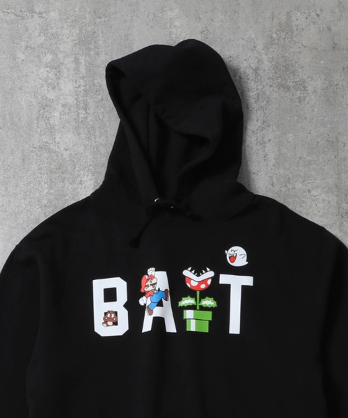 BAIT（ベイト）の「【2107_SPM】BAIT x MARIO LOGO HOODIE 216-SPM-PRK-001（パーカー・メンズ・ブラック・LARGE/MEDIUM/X-LARGE/SMALL）」の2枚目の写真