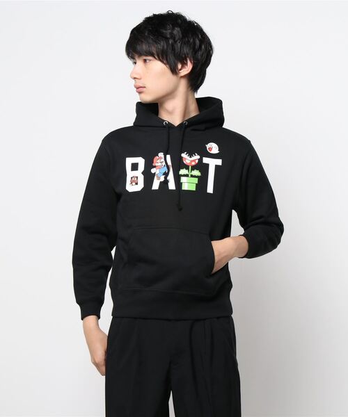 BAIT（ベイト）の「【2107_SPM】BAIT x MARIO LOGO HOODIE 216-SPM-PRK-001（パーカー・メンズ・ブラック・LARGE/MEDIUM/X-LARGE/SMALL）」の4枚目の写真