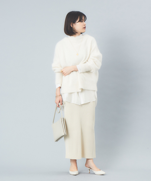 Rouge vif(ルージュヴィフ)の「【セットアップ対応】ストレッチリブタイトスカート(スカート・レディース・アイボリー/セージグリーン/ブラック・36/38)」の8枚目の写真