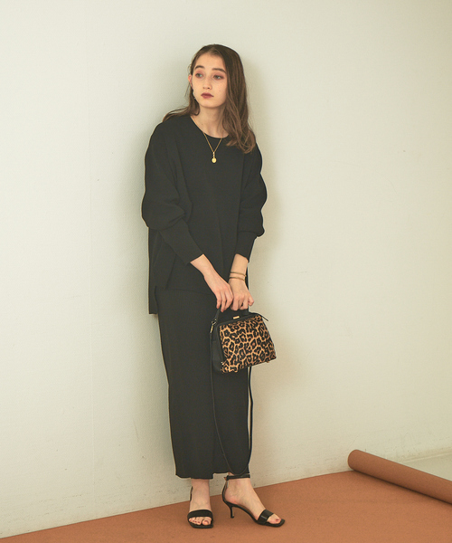 Rouge vif(ルージュヴィフ)の「【セットアップ対応】ストレッチリブタイトスカート(スカート・レディース・アイボリー/セージグリーン/ブラック・36/38)」の14枚目の写真