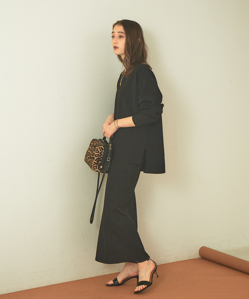 Rouge vif(ルージュヴィフ)の「【セットアップ対応】ストレッチリブタイトスカート(スカート・レディース・アイボリー/セージグリーン/ブラック・36/38)」の9枚目の写真