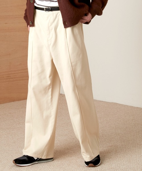 EMMA CLOTHES（エマクローズ）の「ピンタックプリーツ ブーツカットセミフレアワイドシルエットカツラギ/デニムパンツ（デニムパンツ・メンズ・ブラック/インディゴブルー/アイボリー/ライトインディゴブルー・M/L）」の22枚目の写真