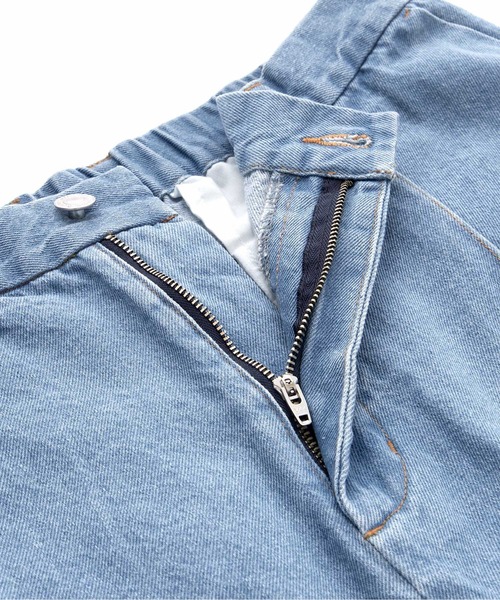 EMMA CLOTHES（エマクローズ）の「ピンタックプリーツ ブーツカットセミフレアワイドシルエットカツラギ/デニムパンツ（デニムパンツ・メンズ・ブラック/インディゴブルー/アイボリー/ライトインディゴブルー・M/L）」の7枚目の写真