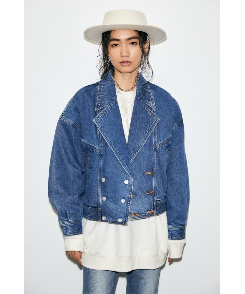 MOUSSY（マウジー）の「DOUBLE BUTTON DENIM ジャケット（デニムジャケット・レディース・ブラック/ブルー・FREE）」の4枚目の写真