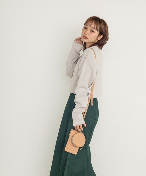 w closet（ダブルクローゼット）の「【新色追加】スエットクルーショートカーディガン（カーディガン/ボレロ・レディース・スモークグレー/スミクロ/ダークグリーン/パープル・FREE）」の10枚目の写真