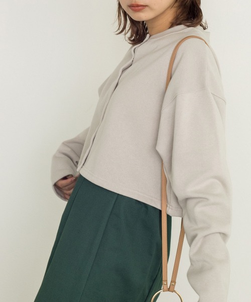 w closet（ダブルクローゼット）の「【新色追加】スエットクルーショートカーディガン（カーディガン/ボレロ・レディース・スモークグレー/スミクロ/ダークグリーン/パープル・FREE）」の14枚目の写真