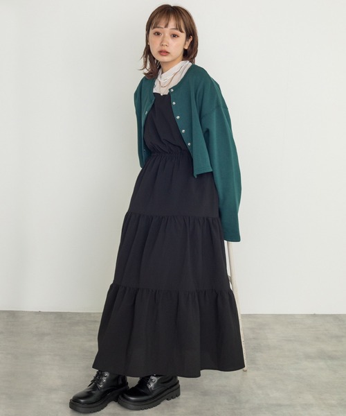 w closet（ダブルクローゼット）の「【新色追加】スエットクルーショートカーディガン（カーディガン/ボレロ・レディース・スモークグレー/スミクロ/ダークグリーン/パープル・FREE）」の15枚目の写真