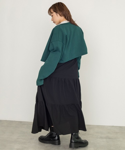 w closet（ダブルクローゼット）の「【新色追加】スエットクルーショートカーディガン（カーディガン/ボレロ・レディース・スモークグレー/スミクロ/ダークグリーン/パープル・FREE）」の18枚目の写真