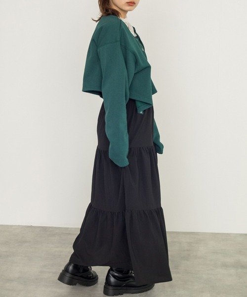 w closet（ダブルクローゼット）の「【新色追加】スエットクルーショートカーディガン（カーディガン/ボレロ・レディース・スモークグレー/スミクロ/ダークグリーン/パープル・FREE）」の21枚目の写真