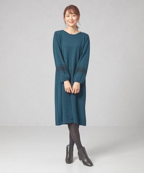 closet story(クローゼットストーリー)の「<closet story>ソデ ジャカード ニット ワンピース -ウォッシャブル-(ワンピース・レディース・ブラック/パープル/ロイヤルブルー・FREE)」の3枚目の写真