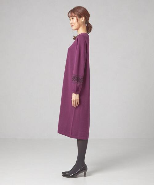 closet story(クローゼットストーリー)の「<closet story>ソデ ジャカード ニット ワンピース -ウォッシャブル-(ワンピース・レディース・ブラック/パープル/ロイヤルブルー・FREE)」の9枚目の写真