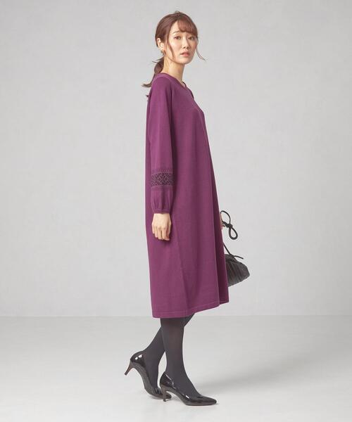 closet story(クローゼットストーリー)の「<closet story>ソデ ジャカード ニット ワンピース -ウォッシャブル-(ワンピース・レディース・ブラック/パープル/ロイヤルブルー・FREE)」の4枚目の写真