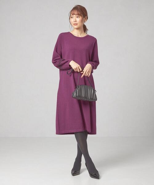 closet story(クローゼットストーリー)の「<closet story>ソデ ジャカード ニット ワンピース -ウォッシャブル-(ワンピース・レディース・ブラック/パープル/ロイヤルブルー・FREE)」の14枚目の写真
