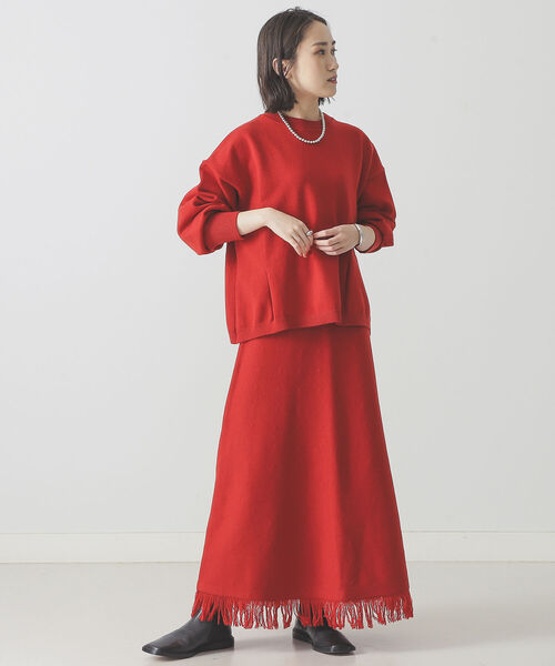 BEAMS LIGHTS(ビームスライツ)の「OUD / フリンジ ニット スカート(スカート・レディース・レッド/グリーン系その他5・ONE SIZE)」の8枚目の写真