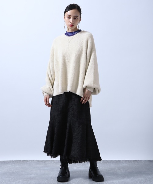 HARE(ハレ)の「ボリュームスリーブシャギーニット(HARE)(ニット/セーター・レディース・グリーン/パープル/ブラック/アイボリー/ブルー・FREE)」の20枚目の写真