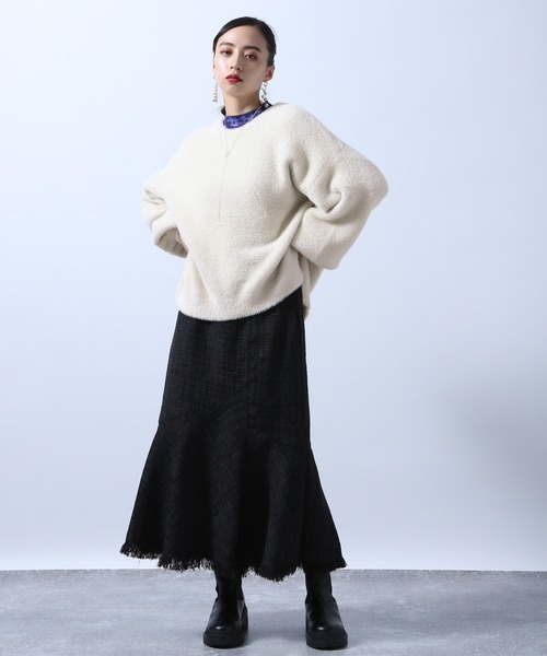 HARE(ハレ)の「ボリュームスリーブシャギーニット(HARE)(ニット/セーター・レディース・グリーン/パープル/ブラック/アイボリー/ブルー・FREE)」の13枚目の写真