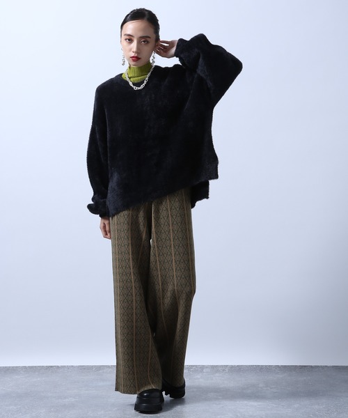 HARE(ハレ)の「ボリュームスリーブシャギーニット(HARE)(ニット/セーター・レディース・グリーン/パープル/ブラック/アイボリー/ブルー・FREE)」の10枚目の写真