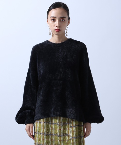 HARE(ハレ)の「ボリュームスリーブシャギーニット(HARE)(ニット/セーター・レディース・グリーン/パープル/ブラック/アイボリー/ブルー・FREE)」の22枚目の写真