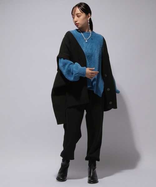 HARE(ハレ)の「ボリュームスリーブシャギーニット(HARE)(ニット/セーター・レディース・グリーン/パープル/ブラック/アイボリー/ブルー・FREE)」の7枚目の写真