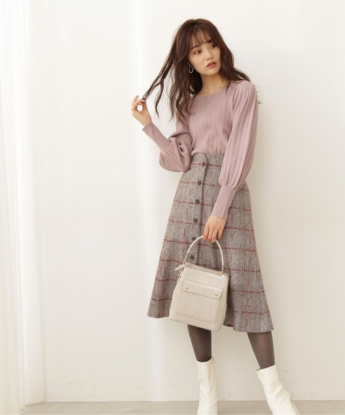 PROPORTION BODY DRESSING（プロポーションボディドレッシング）の「ループチェックツイードフレアスカート / 1211220005（スカート・レディース・ベージュ系その他/ブラウン・X-SMALL/MEDIUM/SMALL）」の2枚目の写真