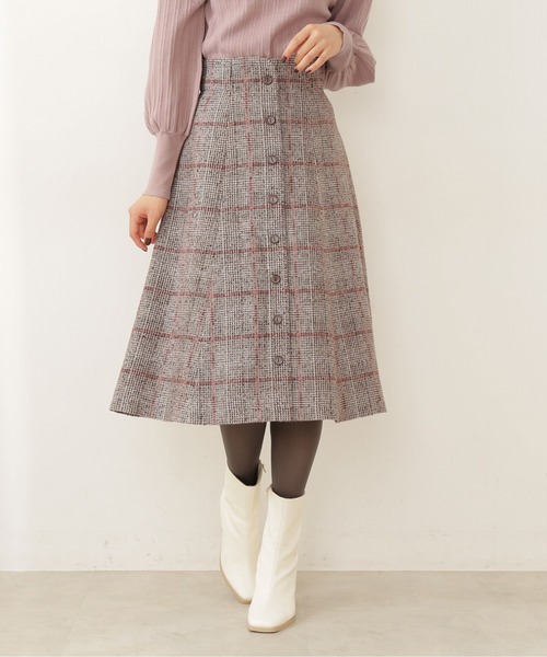 PROPORTION BODY DRESSING（プロポーションボディドレッシング）の「ループチェックツイードフレアスカート / 1211220005（スカート・レディース・ベージュ系その他/ブラウン・X-SMALL/MEDIUM/SMALL）」の5枚目の写真