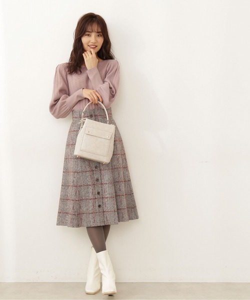 PROPORTION BODY DRESSING（プロポーションボディドレッシング）の「ループチェックツイードフレアスカート / 1211220005（スカート・レディース・ベージュ系その他/ブラウン・X-SMALL/MEDIUM/SMALL）」の6枚目の写真