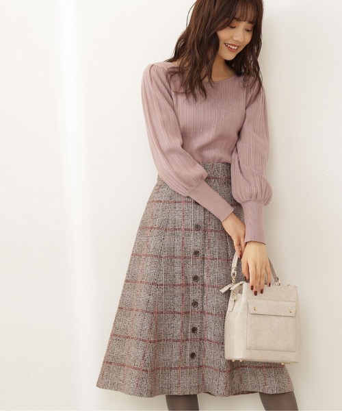PROPORTION BODY DRESSING（プロポーションボディドレッシング）の「ループチェックツイードフレアスカート / 1211220005（スカート・レディース・ベージュ系その他/ブラウン・X-SMALL/MEDIUM/SMALL）」の7枚目の写真