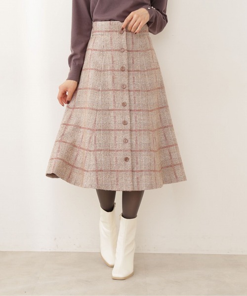 PROPORTION BODY DRESSING（プロポーションボディドレッシング）の「ループチェックツイードフレアスカート / 1211220005（スカート・レディース・ベージュ系その他/ブラウン・X-SMALL/MEDIUM/SMALL）」の10枚目の写真