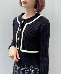 【titty&Co.PETIT】パイピングパール釦ニットカーディガン