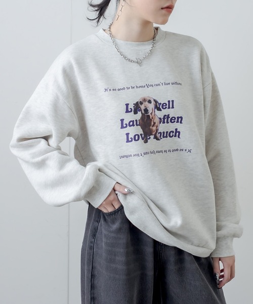 RASVOA(ラスボア)の「Dogフォトトレーナー(スウェット・レディース・ブラック/グレー・FREE)」の13枚目の写真