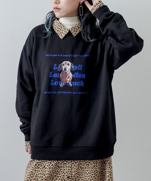 RASVOA(ラスボア)の「Dogフォトトレーナー(スウェット・レディース・ブラック/グレー・FREE)」の3枚目の写真