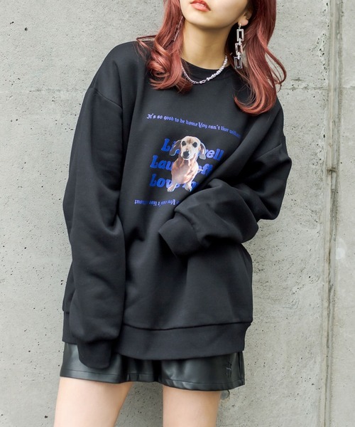 RASVOA(ラスボア)の「Dogフォトトレーナー(スウェット・レディース・ブラック/グレー・FREE)」の9枚目の写真