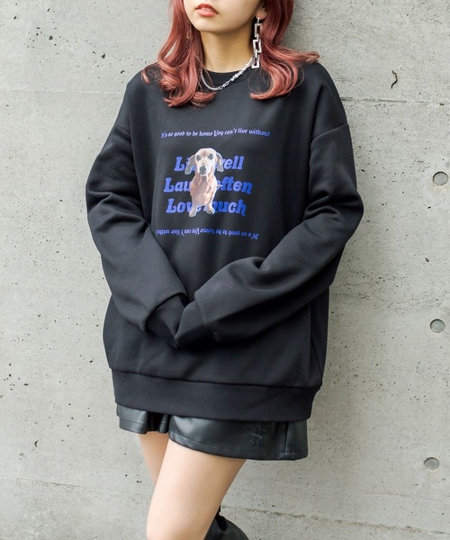 RASVOA(ラスボア)の「Dogフォトトレーナー(スウェット・レディース・ブラック/グレー・FREE)」の8枚目の写真